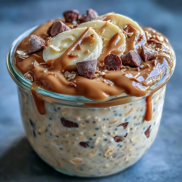 Wholesome oats soaked in milk and yogurt, swirled with rich peanut butter and topped with sweet chocolate chips.