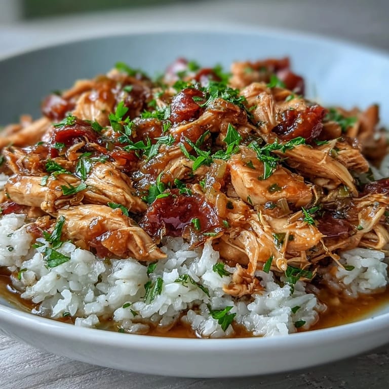 Savory Crockpot Mississippi Chicken Rice Bowls topped with ranch-seasoned chicken, pepperoncini, and butter.  