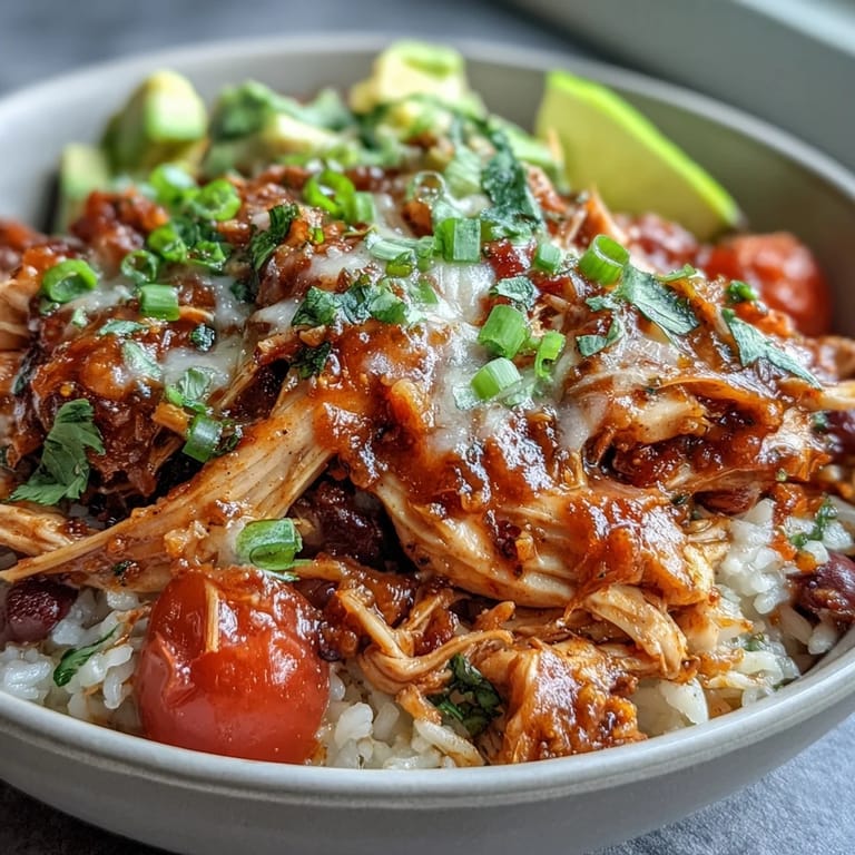 Slow cooker salsa chicken bowls with tender shredded chicken, vibrant veggies, and zesty lime for a satisfying dinner.