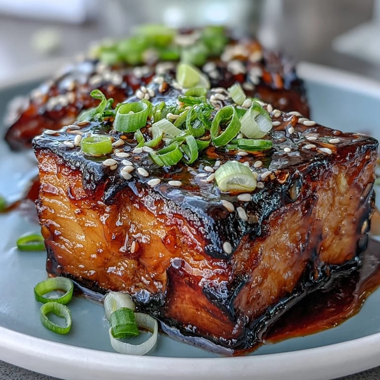 Tender roasted eggplant with a glossy miso glaze, garnished with toasted sesame seeds and sliced green onions for a delicious Japanese-inspired dish.