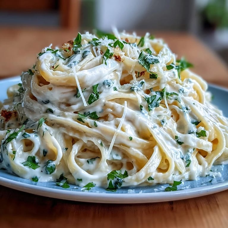 Golden fettuccine coated in luscious Creamy Alfredo Pasta Express, ready for indulgence.